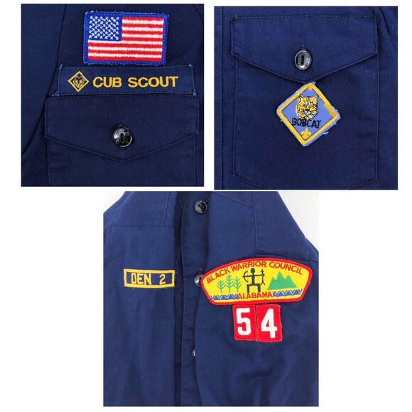 70s Cub Scouts Boy Scouts of America blue long sleeve uniform shirt - Picture 3 of 4